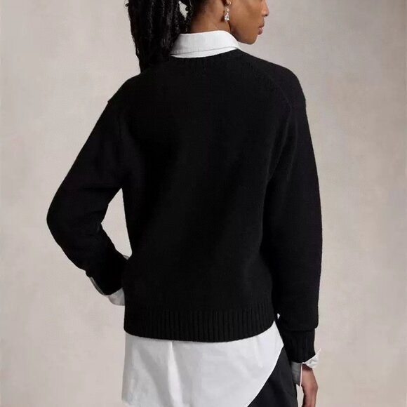 Polo Ralph Lauren Bear Cub Series Black Women's Wool Sweater - Picture 2 of 8